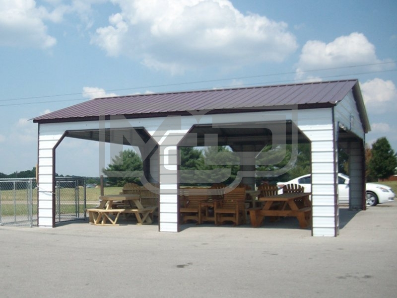 Carport | Vertical Roof | 24W x 26L x 9H | Pavilion Carport with Side Entry Carport | Vertical Roof | 24W x 26L x 9H | Pavilion Carport with Side Entry